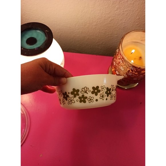 Pyrex Vintage Floral Print Green/White 1 1/2 Pint Casserole Ovenwear Dish & Lid - Picture 7 of 9